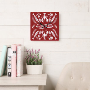 Relógio Quadrado Impressões de Decoração de Arte Marinha