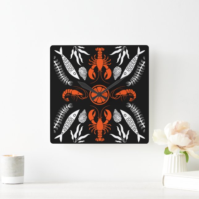 Relógio Quadrado Impressões de Decoração de Arte Marinha (Lar)