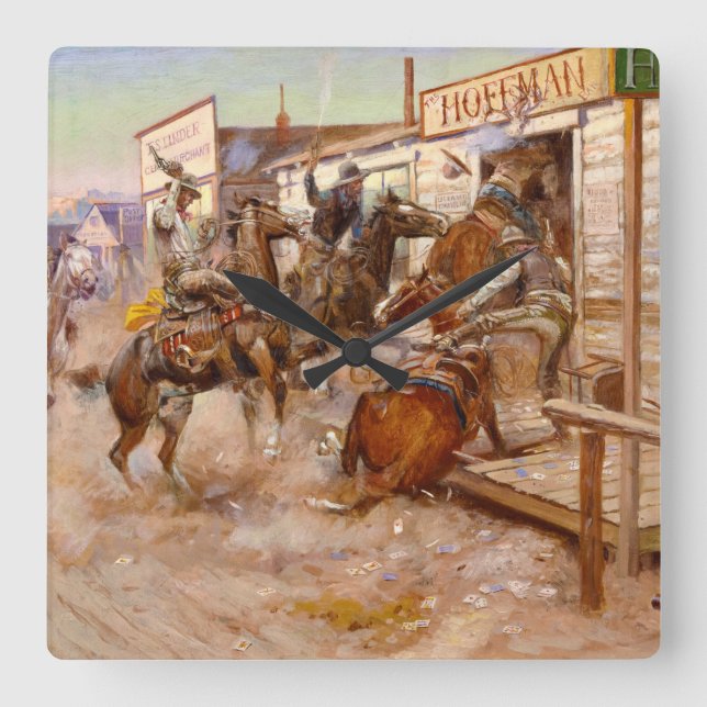 Relógio Quadrado In Without Knocking, 1909 by Charles M Russell (Frente)