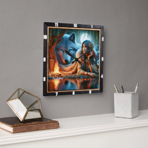 Relógio Quadrado Inclinabilidade Nativa: Calma de Borda do Rio