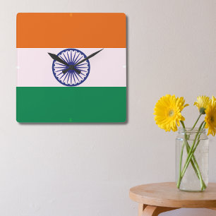Relógio Quadrado Indian Tricolor Tiranga