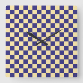 Relógio Quadrado Indigo and butter checkerboard pattern