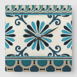 Relógio Quadrado Indigo Frieze II não embelezado