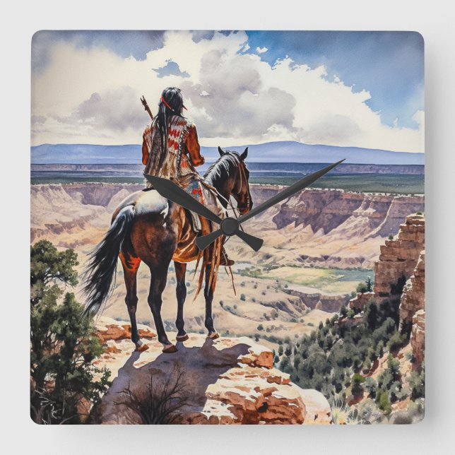 Relógio Quadrado Índio americano (Frente)