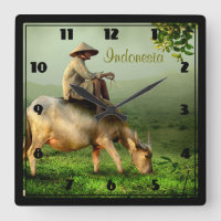 Indonésia: Paisagem Cênica com Buffalo e Agriculto