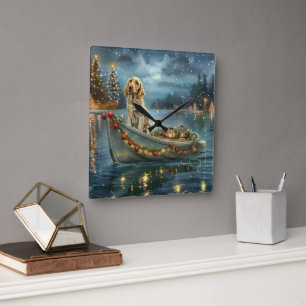 Relógio Quadrado Inglês Setter Natal Festivo Voyage
