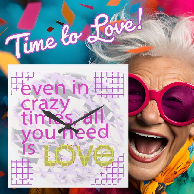 Relógio Quadrado Inspiração Adorável da Tipografia (Criador carregado)