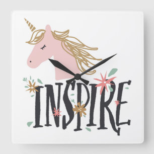 Relógio Quadrado Inspire   Dourado Mane Unicorn
