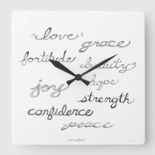 Relógio Quadrado Inspiring Words Wall Clock (Without Numbers)