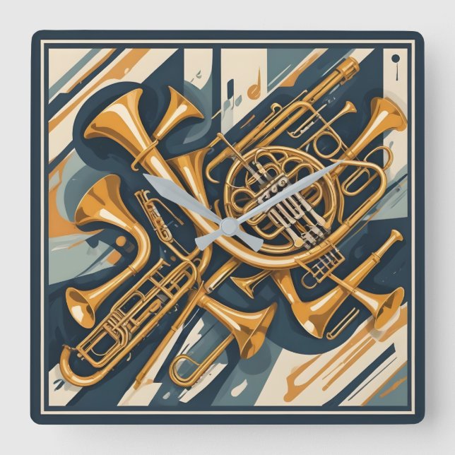 Relógio Quadrado Instrumentos Musicais (Frente)