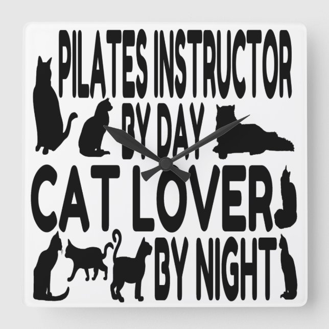 Relógio Quadrado Instrutor Cat Lover Pilates (Frente)