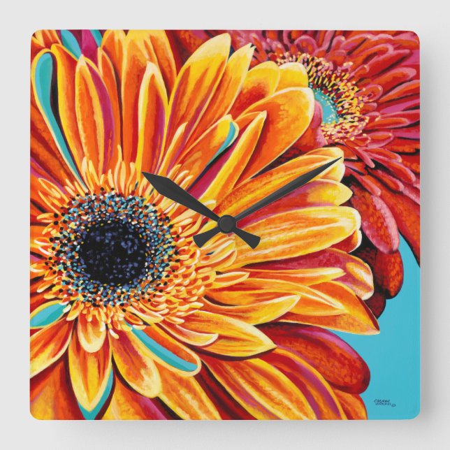 Relógio Quadrado Intermitências de cores II (Frente)