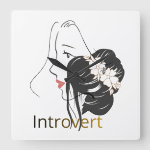 Relógio Quadrado Introvertido - Arte Linear Minimalista Mulher Eleg