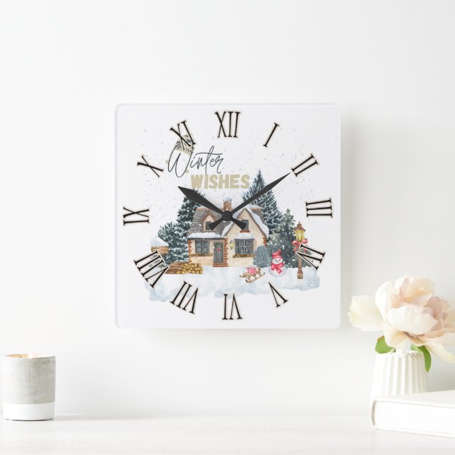 Relógio Quadrado Inverno (Lar)