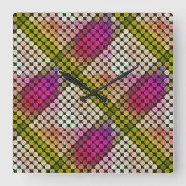 Relógio Quadrado Ipanema em botões repetidos, formando formas estra