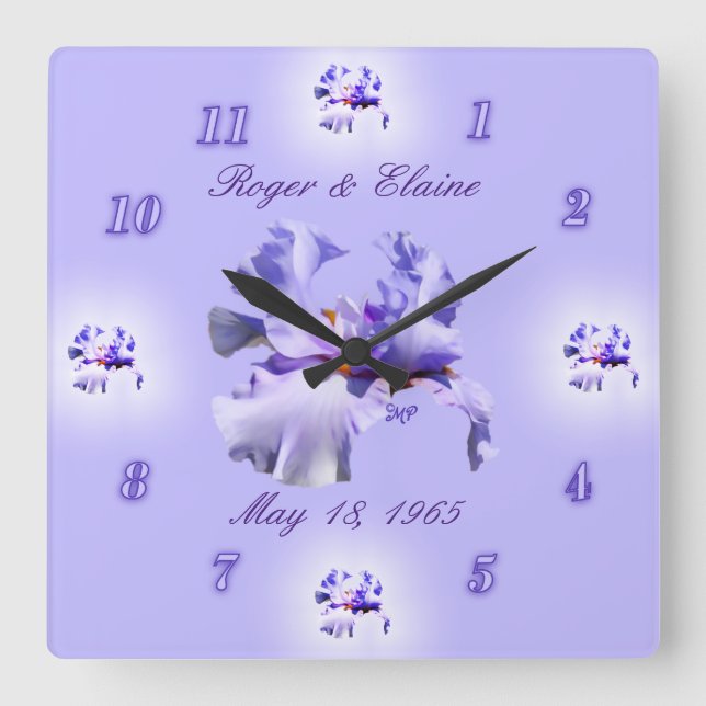 Relógio Quadrado Iris Anniversary Clock- customize & personalize (Frente)