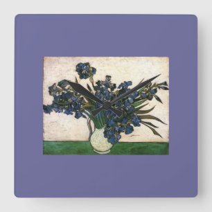 Relógio Quadrado Íris Lavendar de Van Gogh