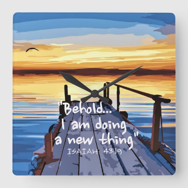 Relógio Quadrado Isaiah 43:19 Bíblia Verse Art (Frente)