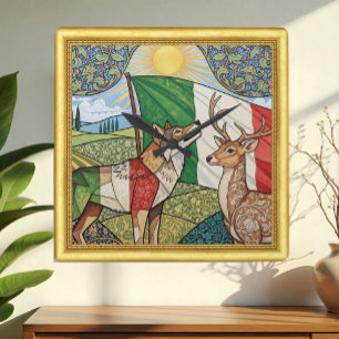 Relógio Quadrado Itália Moderna, Wolf & Deer, Arte Italiana Nouveau