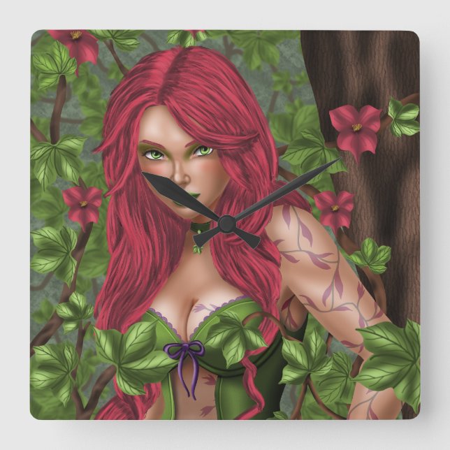 Relógio Quadrado Ivy, a garota venenosa (Frente)