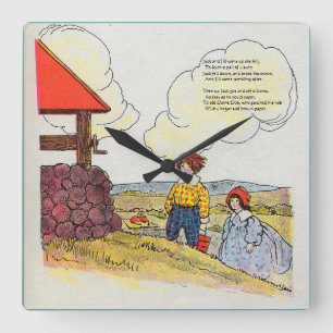 Relógio Quadrado Jack e Jill subiram a montanha Rhyme