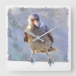 Relógio Quadrado Jackdaw Watercolor