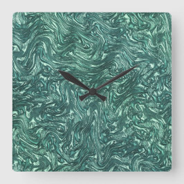 Relógio Quadrado Jade texturizada e tons cianos verdes
