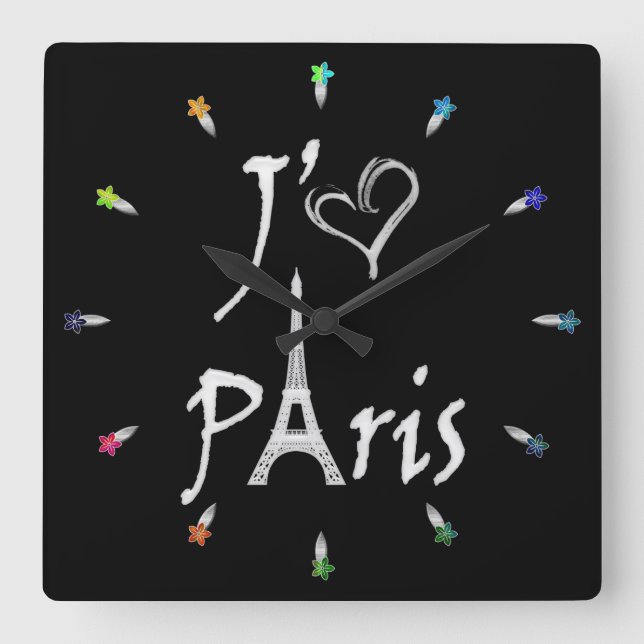 Relógio Quadrado j'aime Paris (Frente)