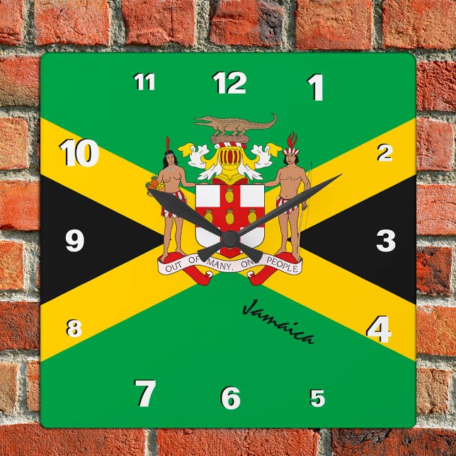 Relógio Quadrado Jamaica Clock, patriotic home, Jamaican Flag (Criador carregado)