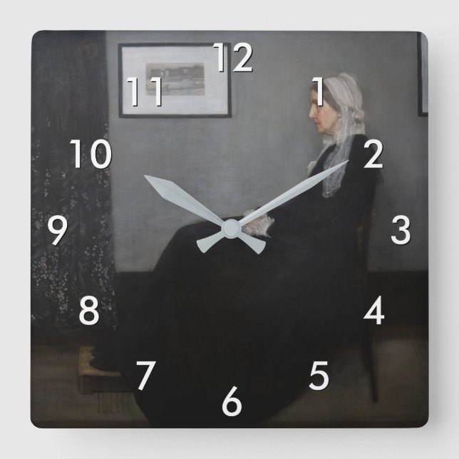 Relógio Quadrado James Whistler - Retrato da Mãe da Artista (Frente)