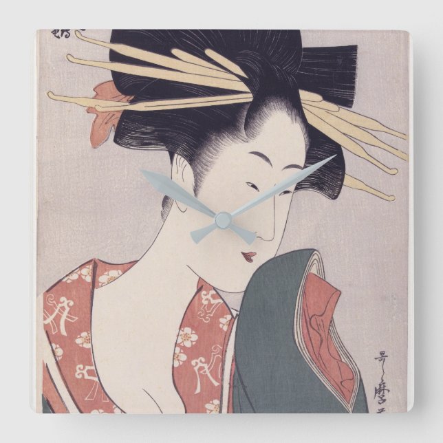 Relógio Quadrado Japanese Geisha (Frente)