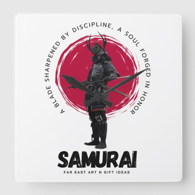 Relógio Quadrado Japanese Samarai Wall Clock  (Frente)