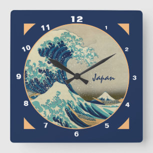 Relógio Quadrado Japão e Vintage Art Excelente Wave do Kanagawa Tim