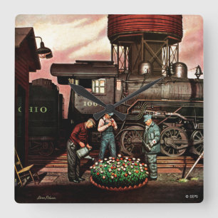 Relógio Quadrado Jardim da jarda do trem por Stevan Dohanos