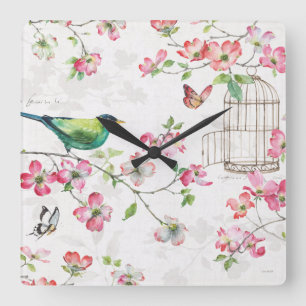 Relógio Quadrado Jardim de Dogwood