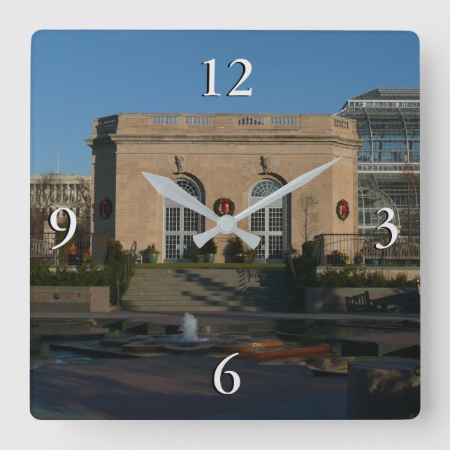 Relógio Quadrado Jardins Botânicos no Natal em Washington DC (Frente)