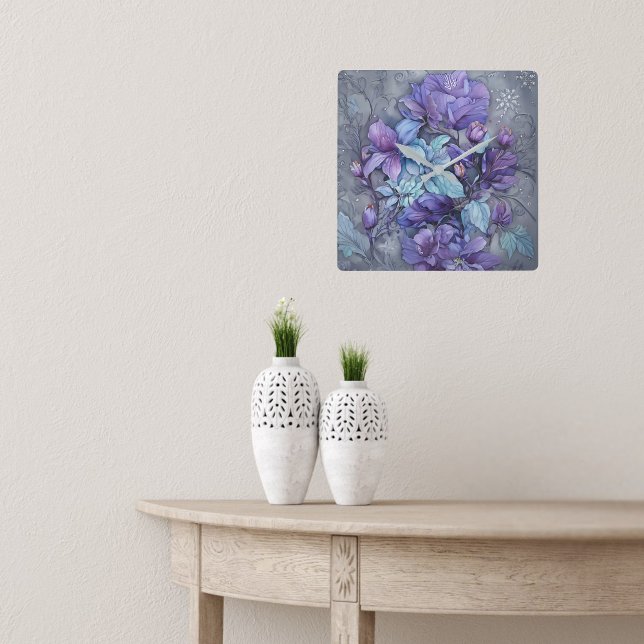 Relógio Quadrado Jardins Periwinkle (Criador carregado)