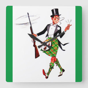 Relógio Quadrado jaunty Scotsman com rifle