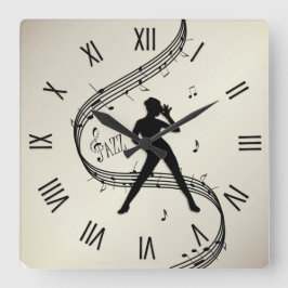 Relógio Quadrado Jazz Dance Roman Numerals Ouro Square Wall Clock