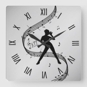 Relógio Quadrado Jazz Dance Roman Numerals Silver