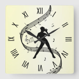 Relógio Quadrado Jazz Dance Roman Numerals Yellow