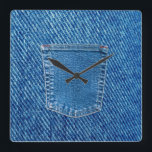 Relógio Quadrado Jeans Denim Pocket Western Wall Clock<br><div class="desc">Esta design foi criada da minha pintura de acrílico fluido, de um tipo. Ele pode ser personalizado clicando no botão personalizar e adicionando um nome, iniciais ou suas palavras favoritas. Entre em contato comigo em colorflowcreations@gmail.com se você quiser usar este design em outro produto. Compre minha pintura de acrílico abstrato...</div>
