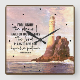 Relógio Quadrado Jeremiah 29:11 Eu sei os planos que tenho para voc