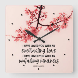 Relógio Quadrado Jeremiah 31:3 Eu Te Amo Bíblia Verse