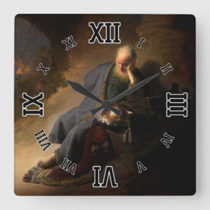 Relógio Quadrado Jeremiah lamenta a destruição de Jerusalém