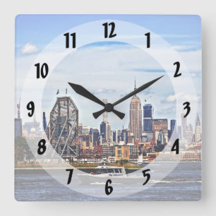 Relógio Quadrado Jersey City NJ - Bote Policial por Colgate Clock