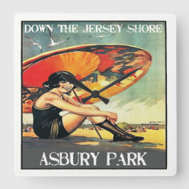 Relógio Quadrado Jersey Shore Asbury Park 1920 Flapper Girl