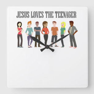 RELÓGIO QUADRADO JESUS AMA O PULSO DE DISPARO DO ADOLESCENTE