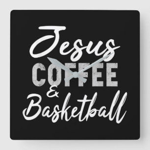 Relógio Quadrado Jesus Amor Café Jesus E Basquete