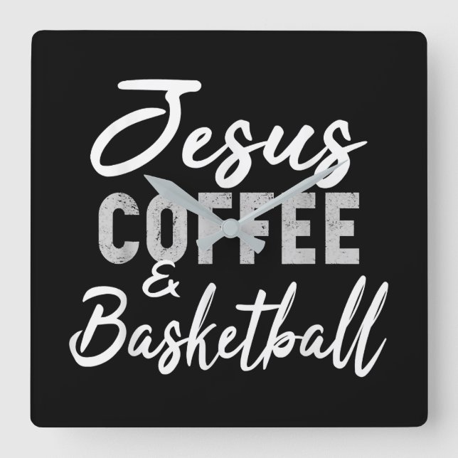 Relógio Quadrado Jesus Amor | Café Jesus E Basquete (Frente)